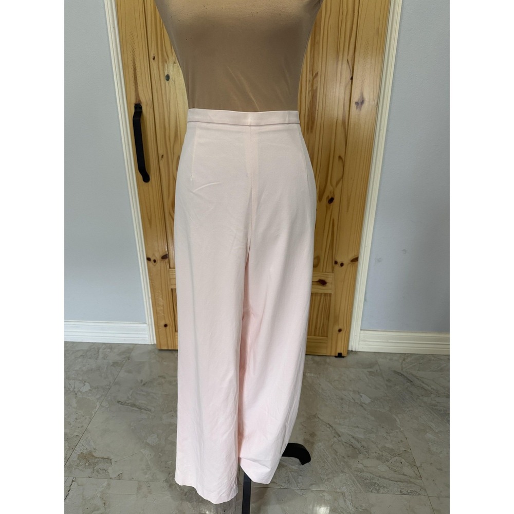 Talbots Pants Womens 12 Pink Straight Leg Twill Lined Stretch Dress Ankle
